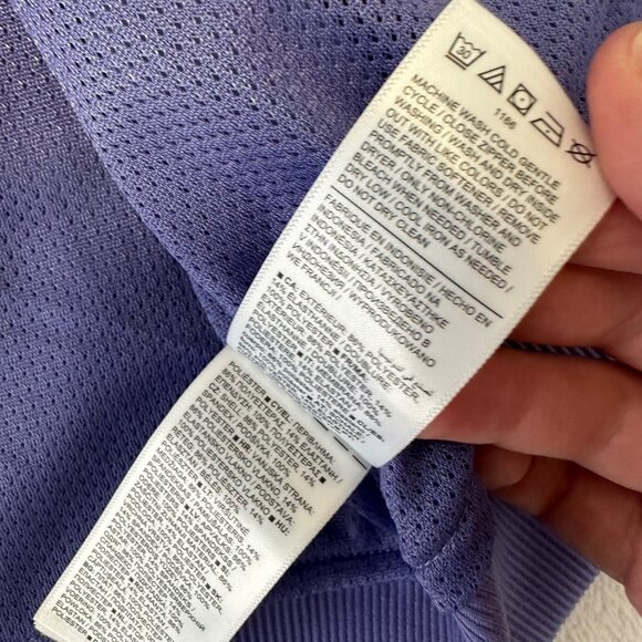 Athleta Brooklyn Bomber Jacket Size XL NWT Purple Geometric Mesh Lined Casual - Picture 8 of 11